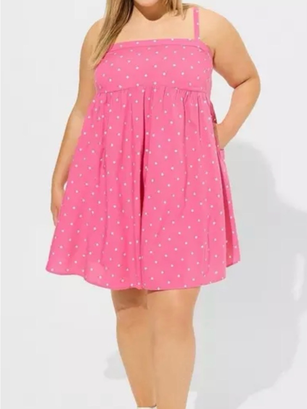 Torrid Mini Challis Pink Polka Dot Sleevless Barbiecore Sundress 3 3X 22/24